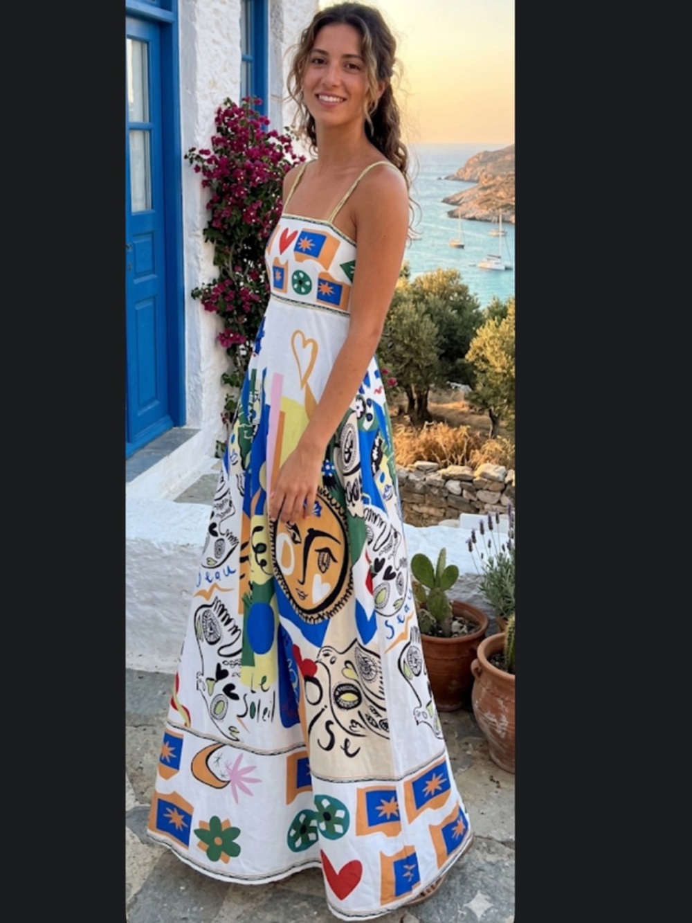 Art Print Multi-Color Maxi Dress